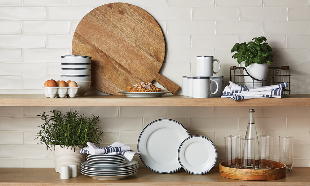 open shelves in the kitchen