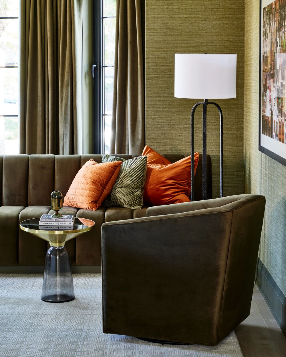 GlucksteinElements Wyatt floor lamp and GlucksteinHome Clive chair