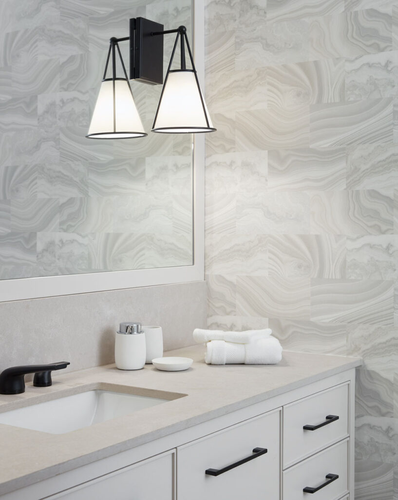 GlucksteinElements Windermere Wall Sconce and Agate Tile Wallpaper