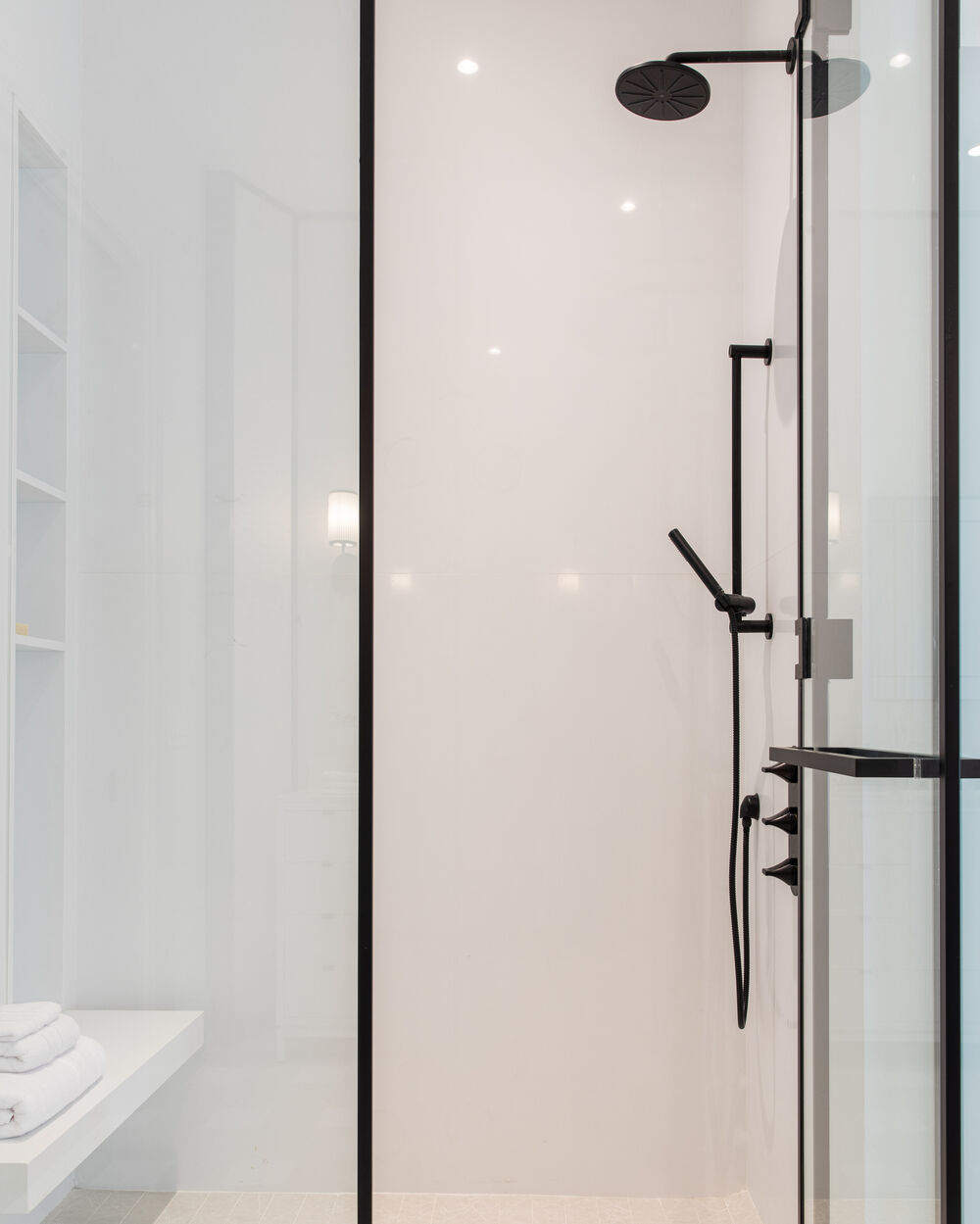 Black metal frame bathroom shower