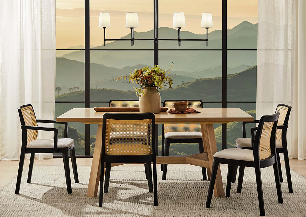 GlucksteinHome Weston dining table and Mallory II dining chairs