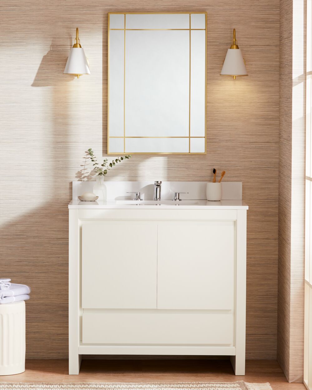 How to warm up your bathroom GlucksteinElements Crosby vanity white