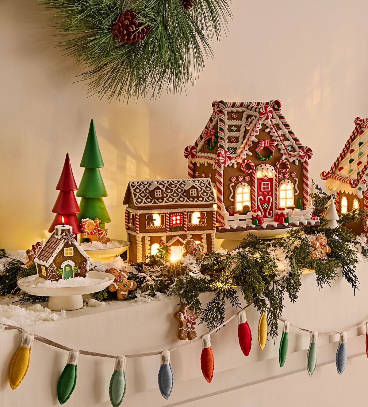 GlucksteinHome Christmas decor mantel gingerbread