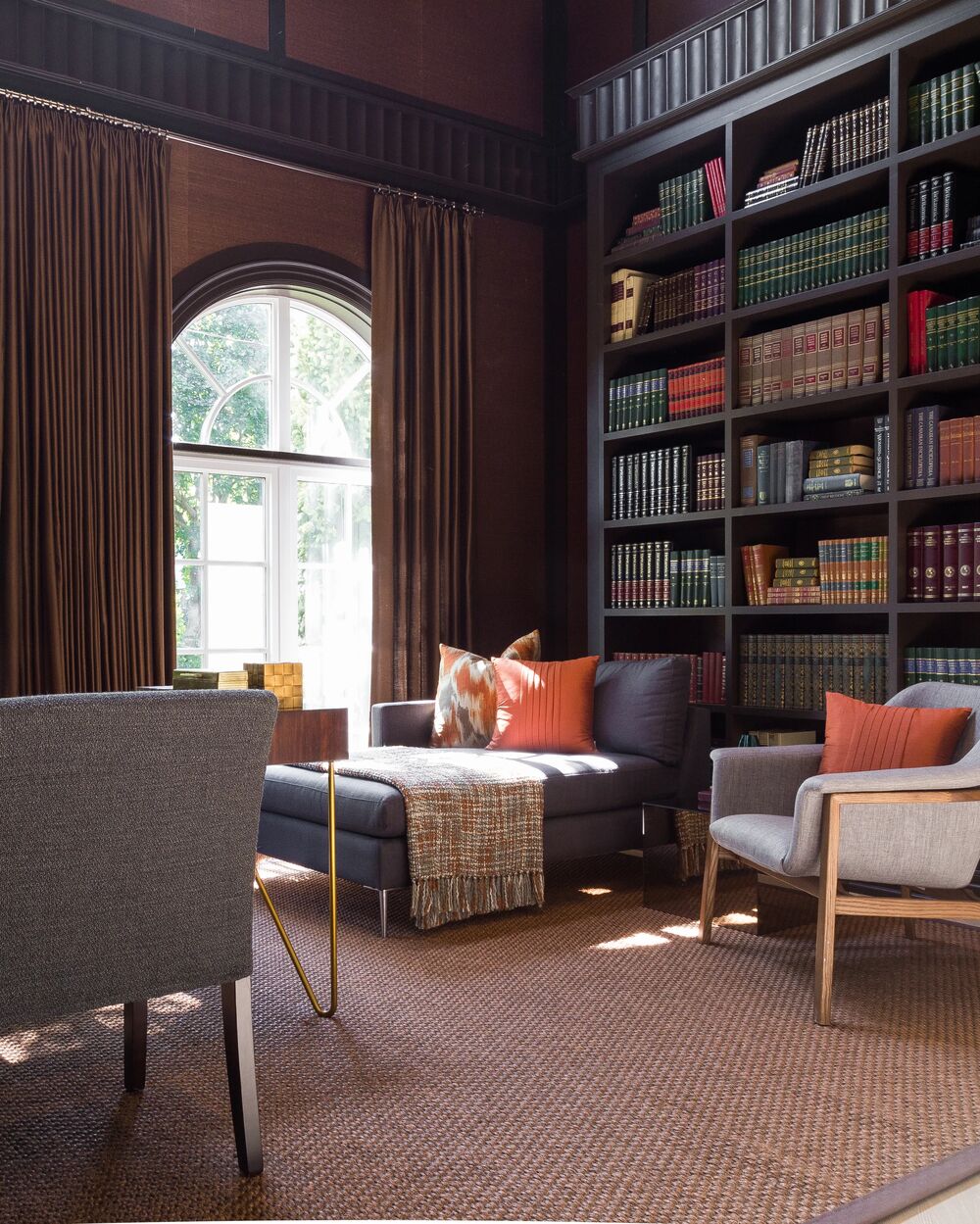 Rich cozy colour idea GlucksteinHome chocolate brown study