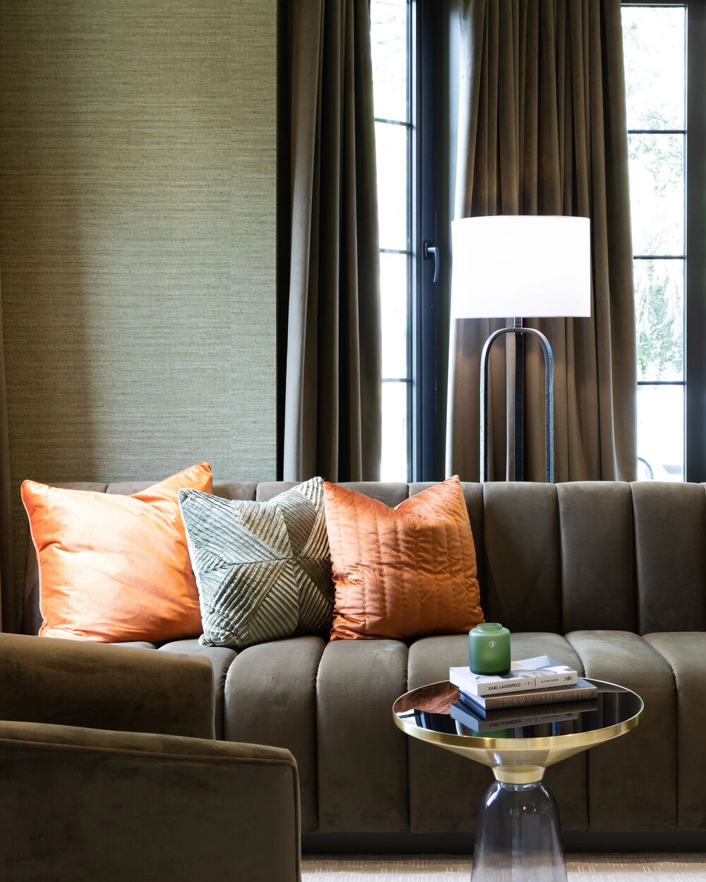 GlucksteinHome olive green living room